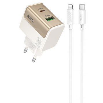 МЗП Hoco CS73A Star Speed PD30W+QC3.0 (1USB-A/1C) + кабель Type-C to Lightning 79067 фото