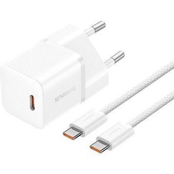 МЗП Baseus GaN5 Fast Charger (mini) PD20W (1USB-C) + кабель Type-C to Type-C (P10110900113) 74727 фото