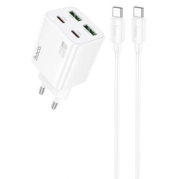 МЗП Hoco N55 Fundador PD20W four-port (2USB-A/2C) + кабель Type-C to Type-C 74141 фото