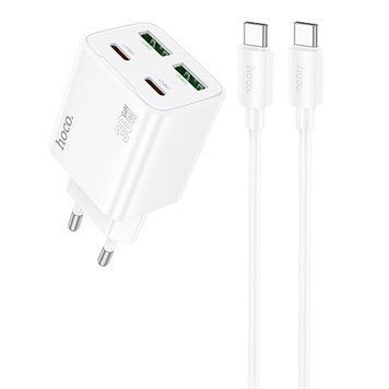 МЗП Hoco N56 Fundador PD30W four-port (2USB-A/2C) + кабель Type-C to Type-C 73946 фото