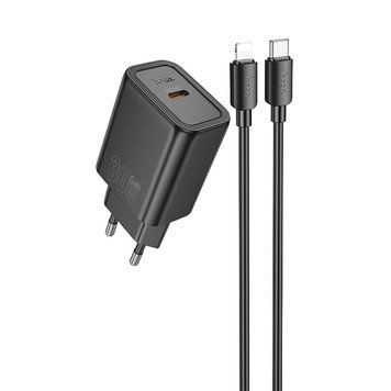 МЗП Hoco N62 Gentle PD30W (1USB-C) + кабель Type-C to Lightning 77115 фото