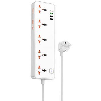 Подовжувач Hoco AC14A Rico PD30W (3USB-A/1C/5xSocket) (1.5m) 77129 фото