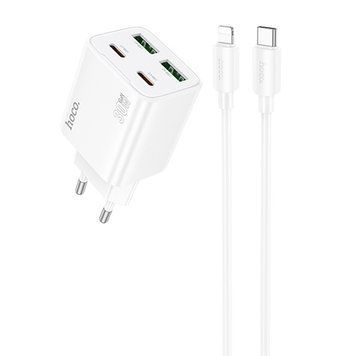 МЗП Hoco N56 Fundador PD30W four-port (2USB-A/2C) + кабель Type-C to Lightning 74169 фото