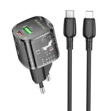 МЗП Borofone BN17 Sunlight PD20W+QC3.0 (1USB-A/1C) + кабель Type-C to Lightning 75044 фото