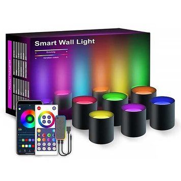 Настінна LED лампа RGB Intelligent wall lamp 6 pcs with Bluetooth European plug with app 66430 фото