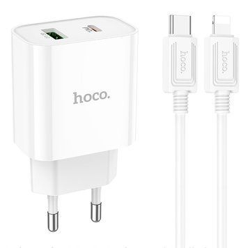 МЗП Hoco C80A Plus Rapido PD20W+QC3.0 (1USB-A/1C) + кабель Type-C to Lightning 71085 фото