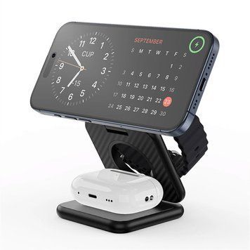 БЗП WIWU Wi-W035 Kevlar Mag Go 3 in 1 wireless charger 77943 фото