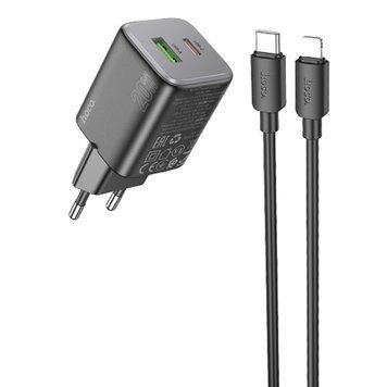 МЗП Hoco N41 Almighty PD20W+QC3.0 (1USB-A/1C) + кабель Type-C to Lightning 71103 фото